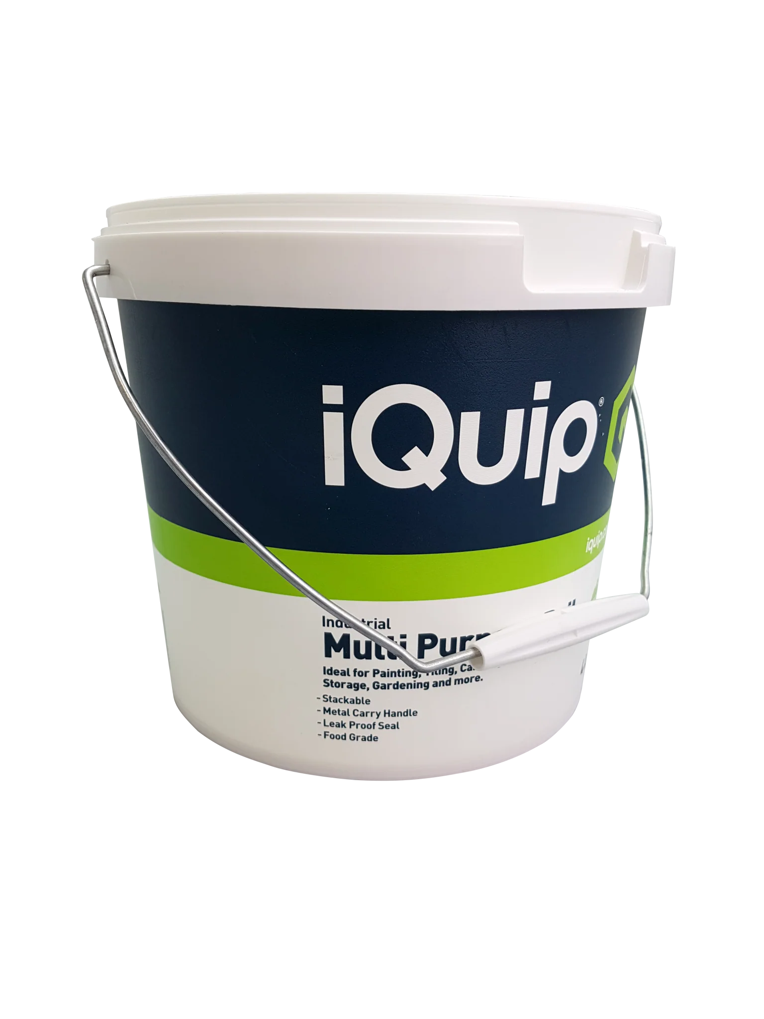 White bucket with metal handle